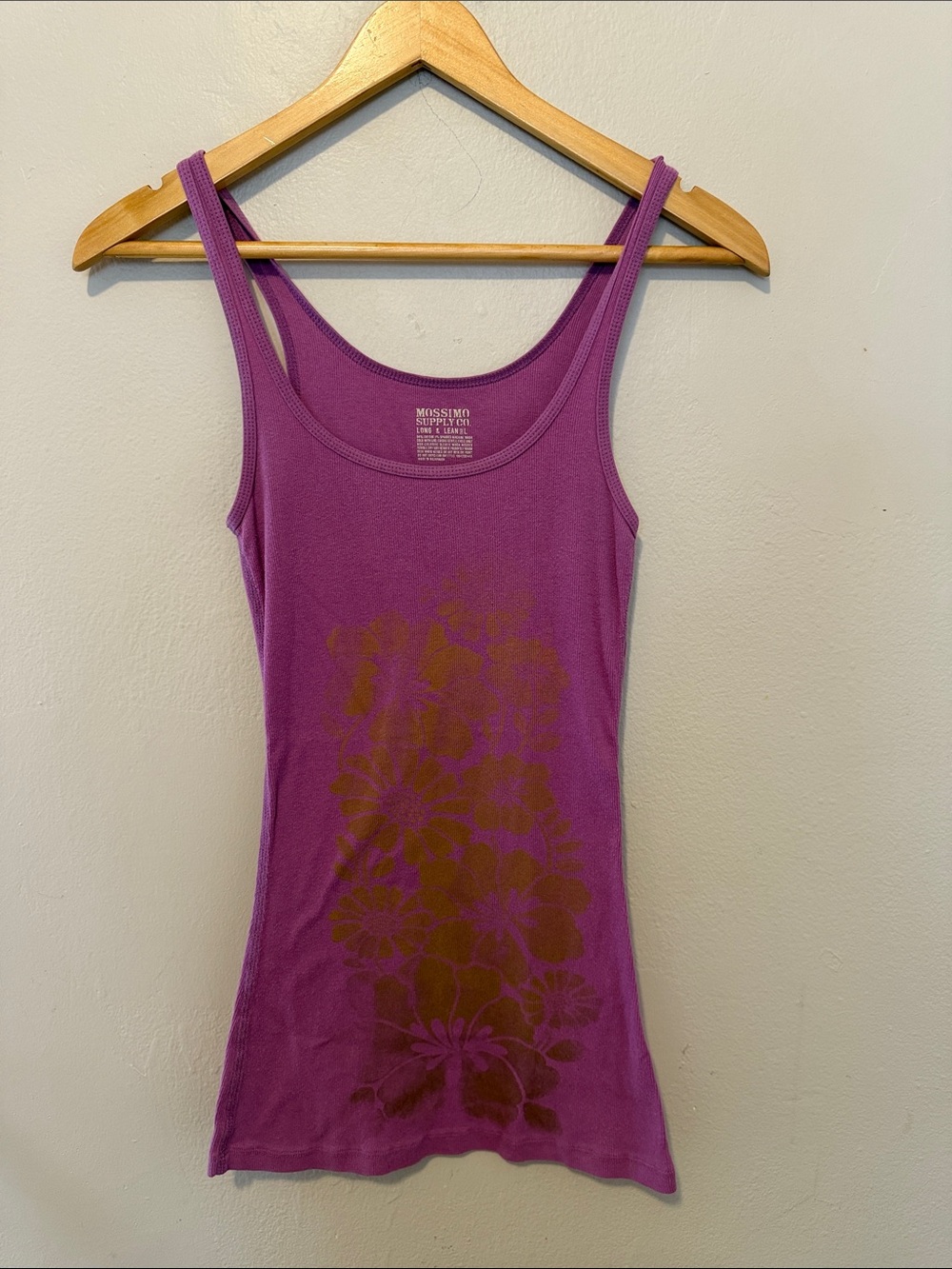 Mossimo Supply Co. Purple Floral Scoop Neck Tank
